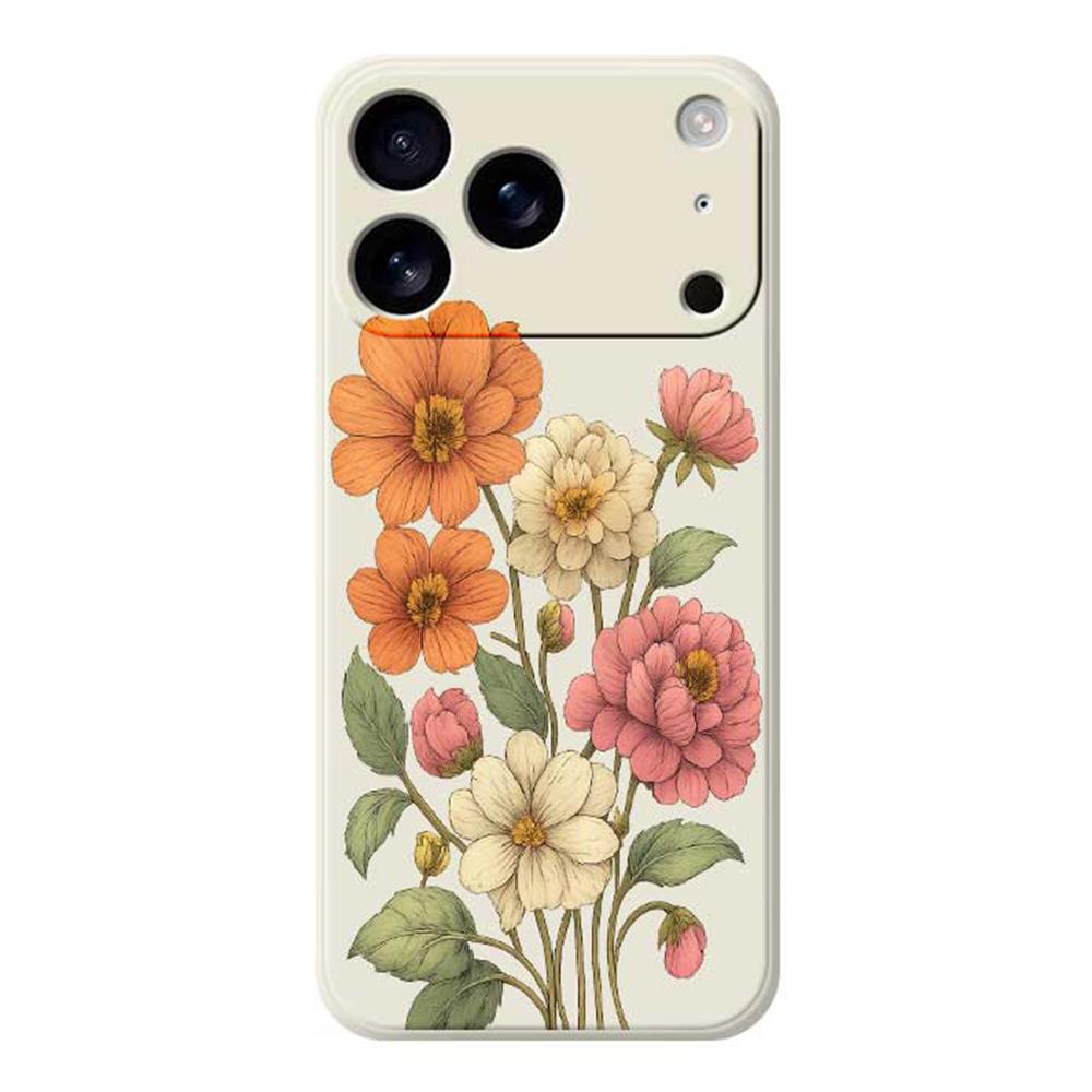 For iPhone 17 Pro Max Case Beautiful Flowers Pattern Printing Straight Edge TPU Phone Back Cover