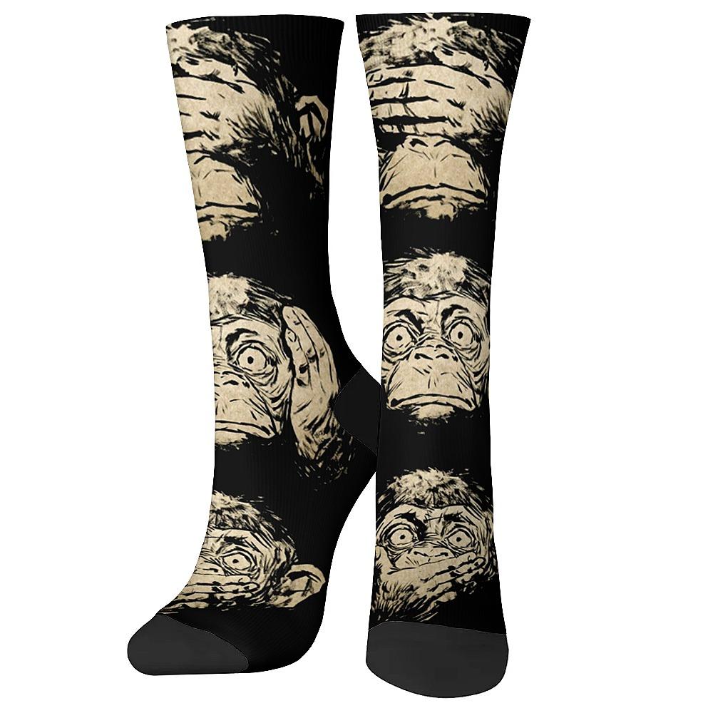 New and Interesting Men's Socks, Retro Fun Art Gorilla, Street Hip-hop Style, Comfortable and Breathable, Outdoor Leisure Sports