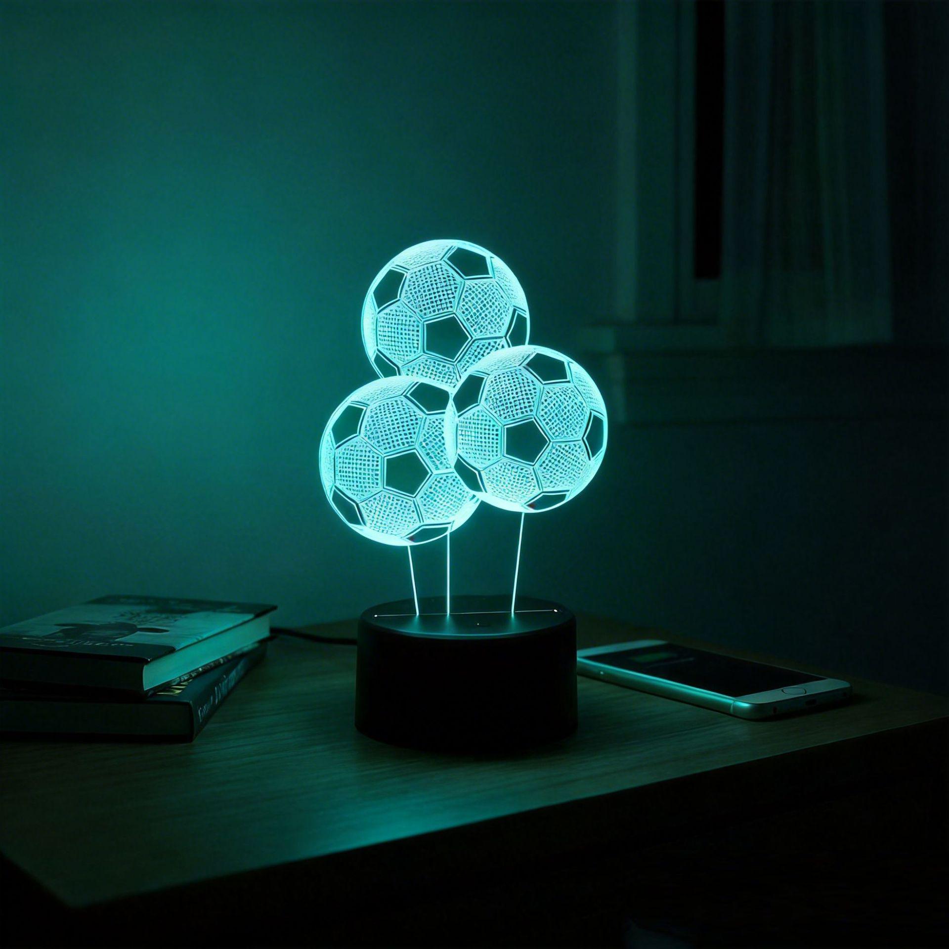 

3D Football Lamp: USB-Powered, Touch Switch, 7-Color Acrylic Visual Light USB White Base: Single Color Set without Switch