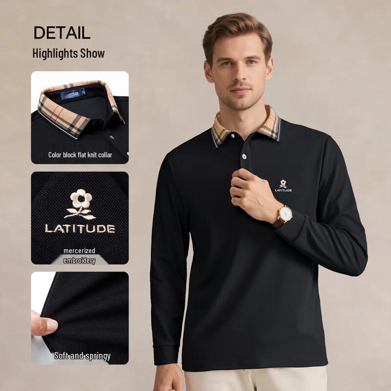 MONTAGUT Men's Long Sleeve Cotton Blend Polo Shirt