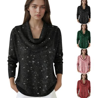 Damen Lässiger und Modischer Langärmliger Gestrickter Einfarbiger Oberteil-Pullover