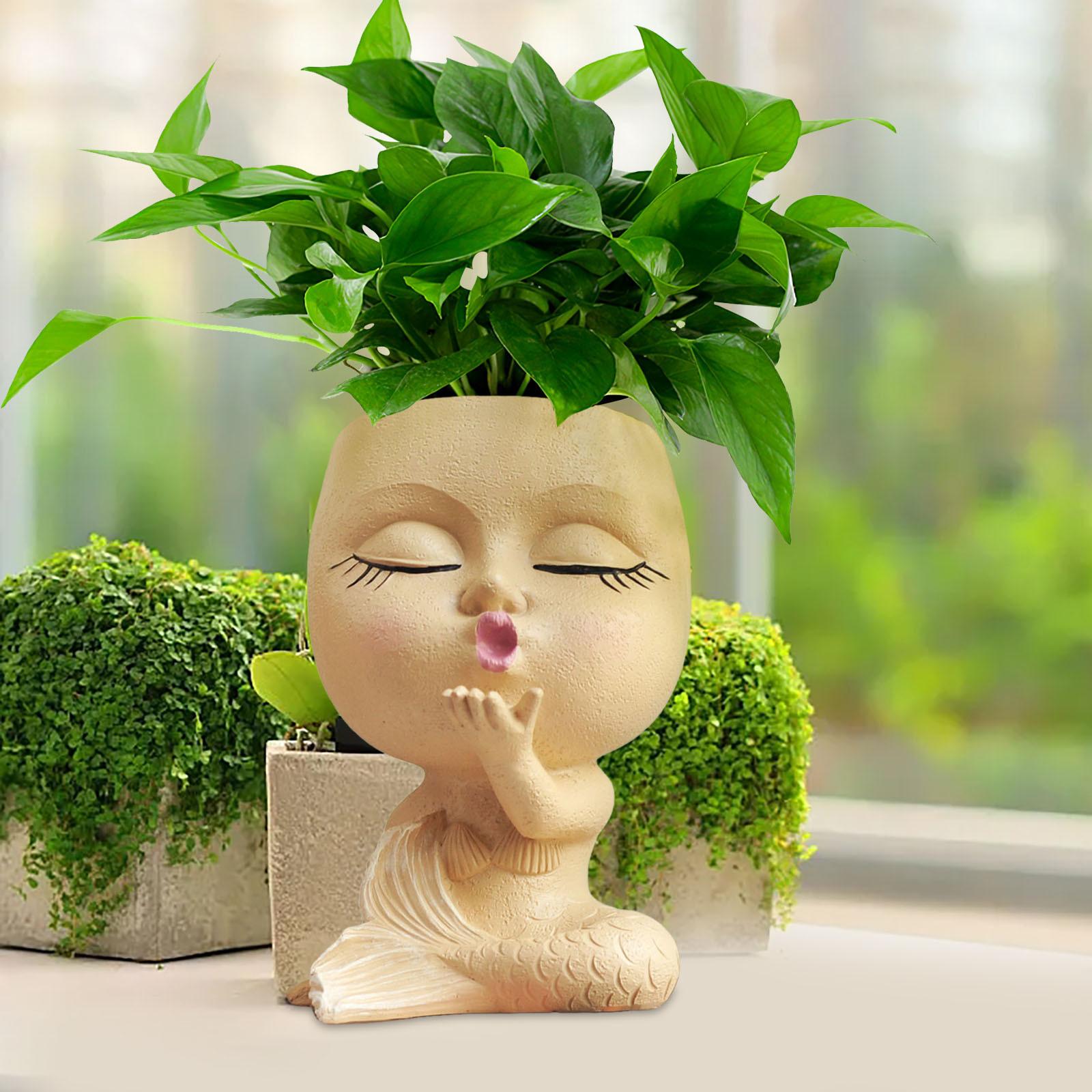 

Creative Garden Decoration Face Planters Cute Girl Resin Pot Head Planter Yard Statues Sculptures Garden Ornaments Decor