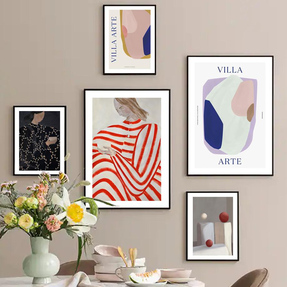 Lines Curve Girl Geometry Modern Abstract Posters And Prints Wall Art Canvas Painting Hotel Bar Pictures For Living Room Decor