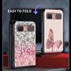 Gold Pink Rose Glitter Hearts Luxury Black Hard Case For Samsung Z Flip Z Flip3 Phone Case For Galaxy Z Flip 5G Foldable Cover