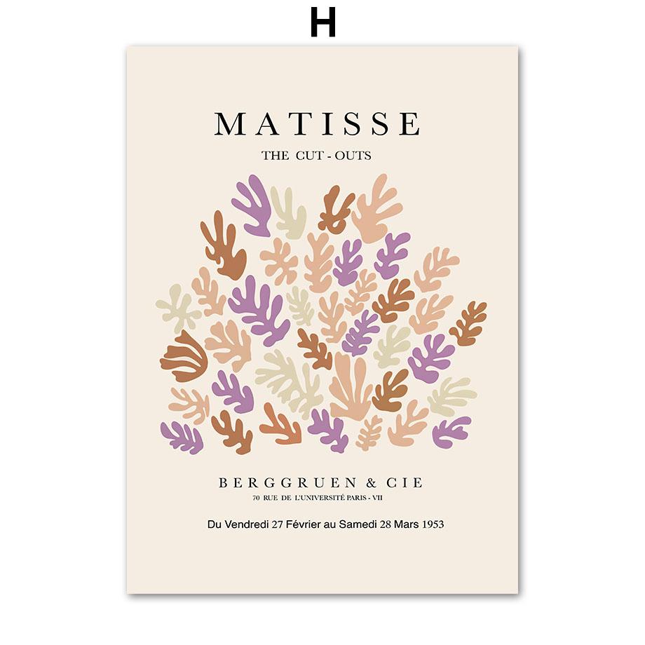 

Фиолетовый Анри Матисс, ромашки, коралловые ботанические постеры и принты, настенная живопись на холсте для гостиной, декоративные картины A4 21X30cm No Framed