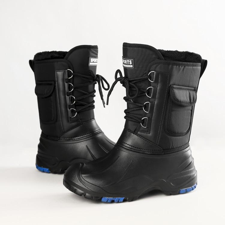 2022 Men's Waterproof Steel Toe Snow Boots with Thick Plush Lining for Fishing