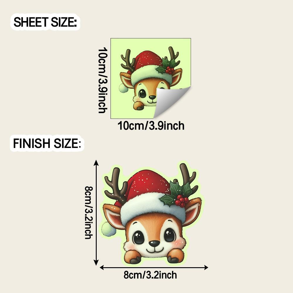 

Мультяшные Милые Оленята Рождественская Атмосфера Наклейки для Украшения Домашнего Выключателя