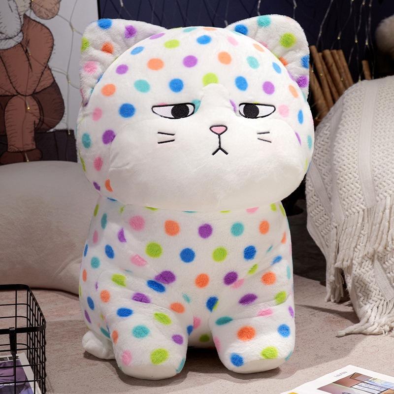 

New colorful polka dot spotted cat doll cute colorful cat plush toy children sleeping pillow 30cm 0.34kg