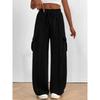 Womens Wide Leg Casual Pants Winter Mid-Rise Loose Fit Joggers With Drawstring Waist Comfortable Everyday Trousers