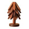 Yousheng Christmas Tree Trivet Set Wooden Coasters with Stand Heat-Resistant Pot Holders Festive Table Protector for Hot Dishes