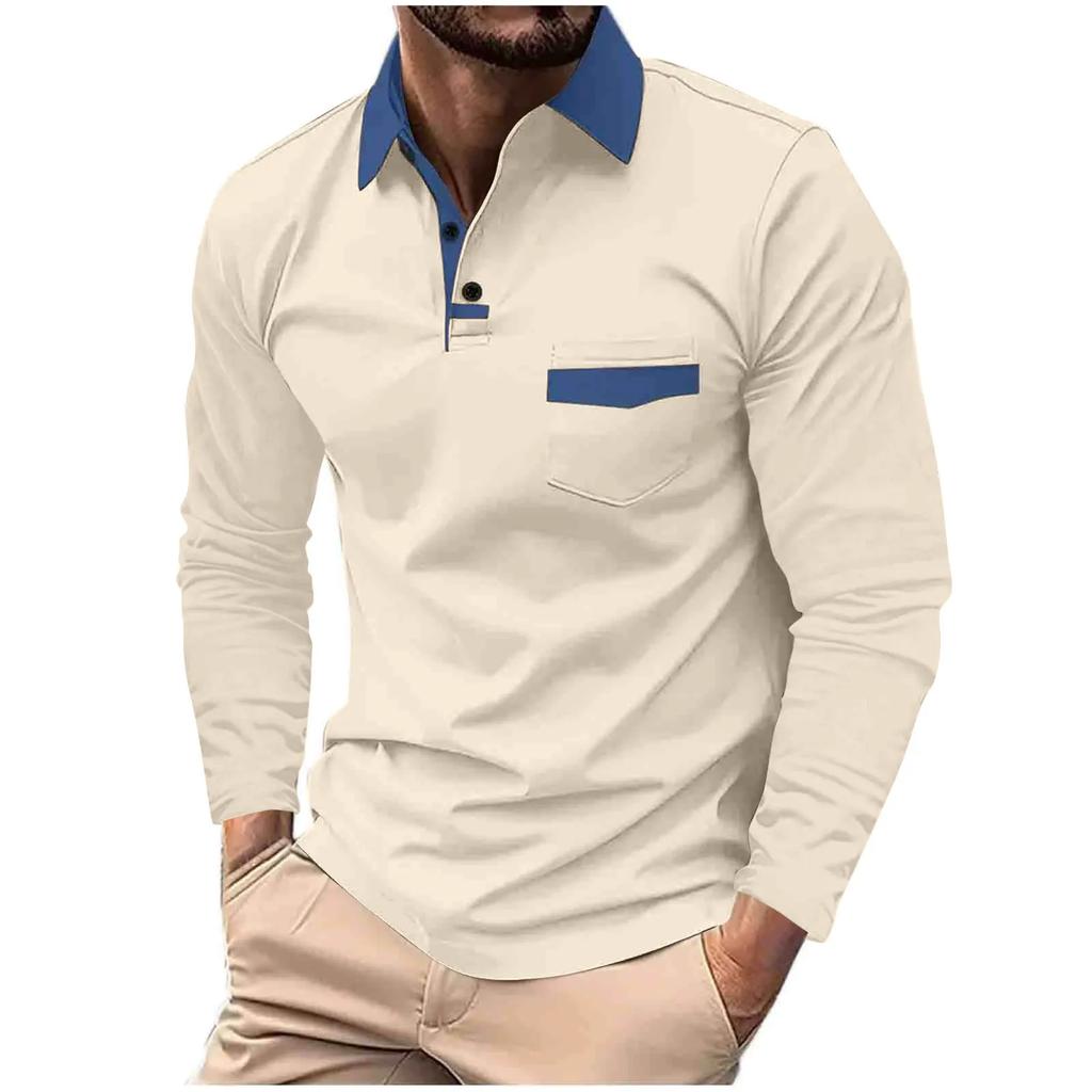 Essential for men! Long sleeve polo shirt, slim fit, casual daily wear