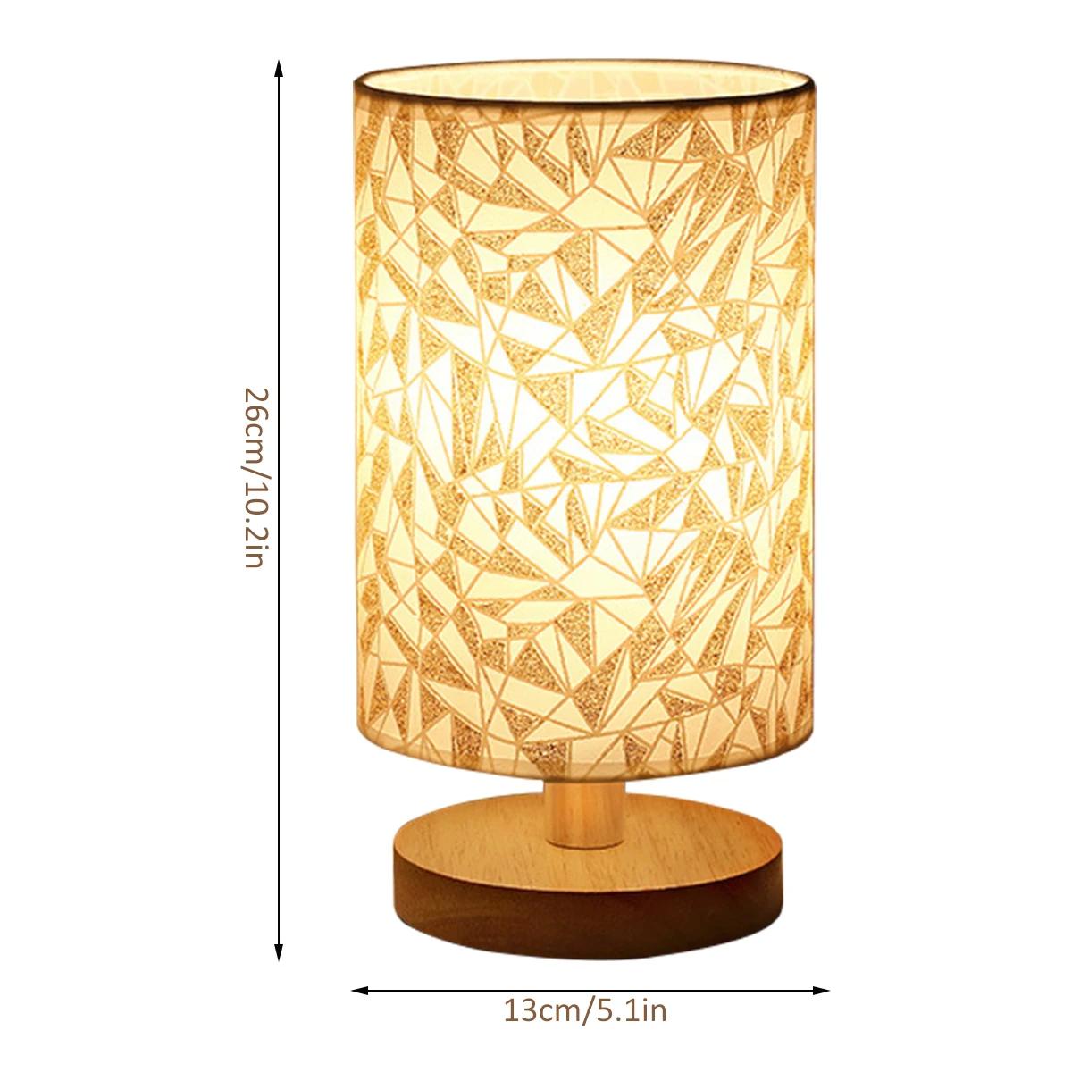 

Linen Table Lamp LED Linen Night Lamp w/Warm White Light Linen Nightstand Lamp USB Powered Wooden Beside Lamp золотистий