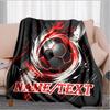 1PC Custom Name "Fiery Soccer Ball Artwork" Outdooor Flannel Blankets Throw Blanket All-Season Throw Gift Bedspread for Couch, Bed, Camping Holiday Bi