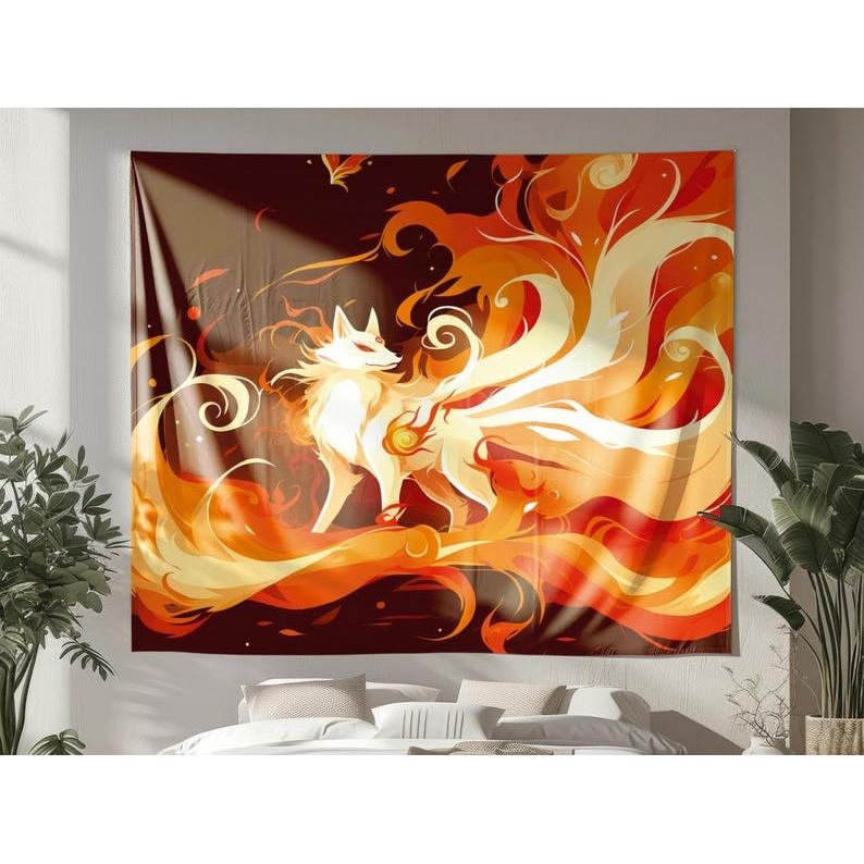 White fox tapestry 75x100