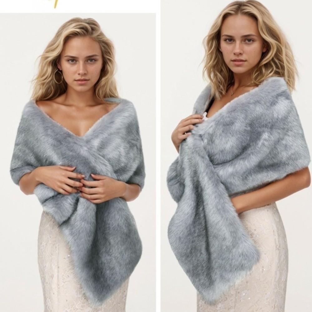 Solid Color Plush Shawl Korean Style Bride Shoulder Fake Collar Faux Fur Scarves Ladies/Girls