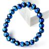 [GOLD STONE] Glowing Firefly Glass Blue 8mm Bracelet with Dragonfly Stone, Blue, Okinawa, Type A, Inner Diameter: Approx. 16.5cm