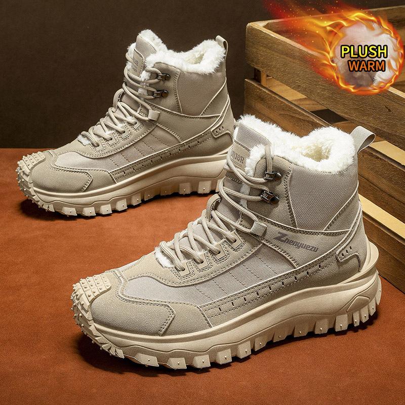 2026 New Winter Velvet Thickened High-top Boots Outdoor Functional Sports Hiking Boots Large Size Comfort Men Shoes Botas Hombre