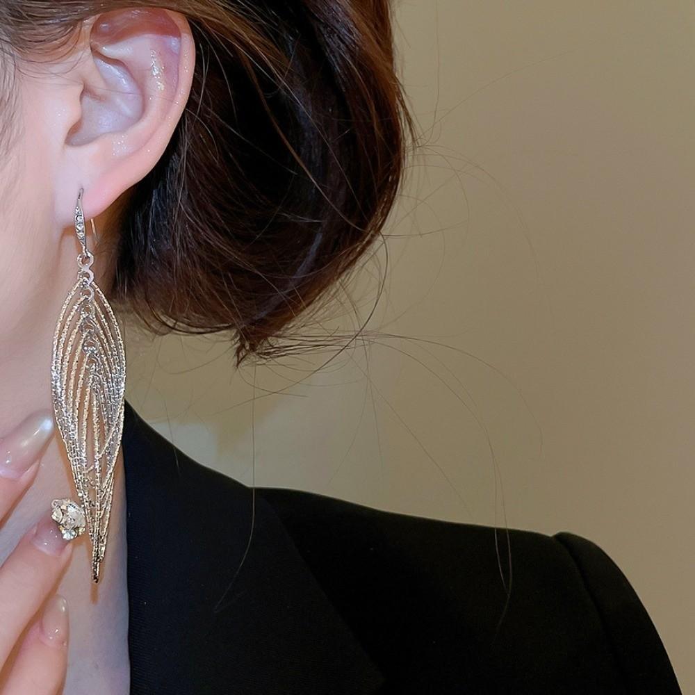 Exaggerated Metal Hollow Earrings Gold Silver Ear Hook Exquisite Long Tassel Dangle Earrings Gift