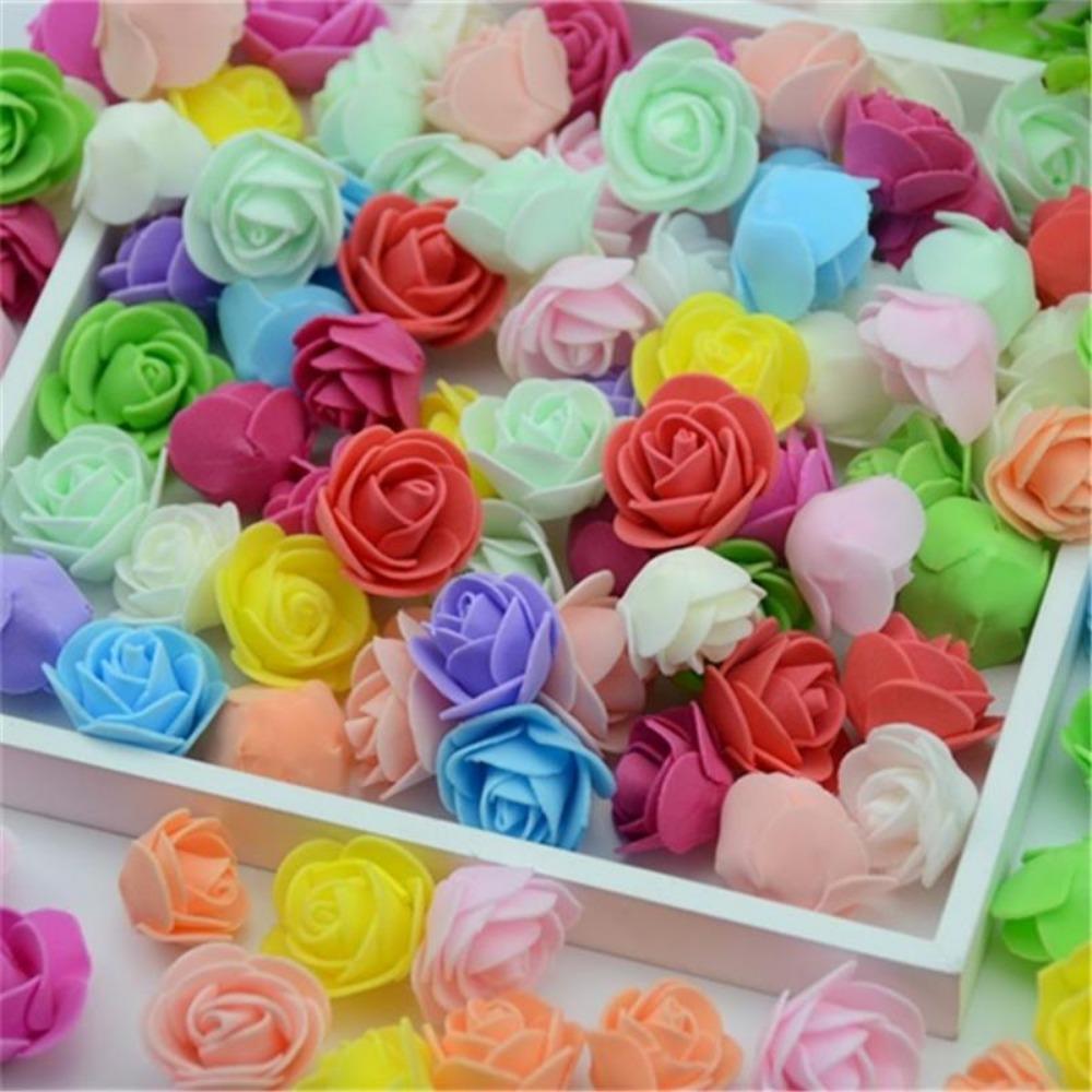 100pcs/bag Mini Rose Foam Flowers DIY Bouquet Wedding Party Decoration