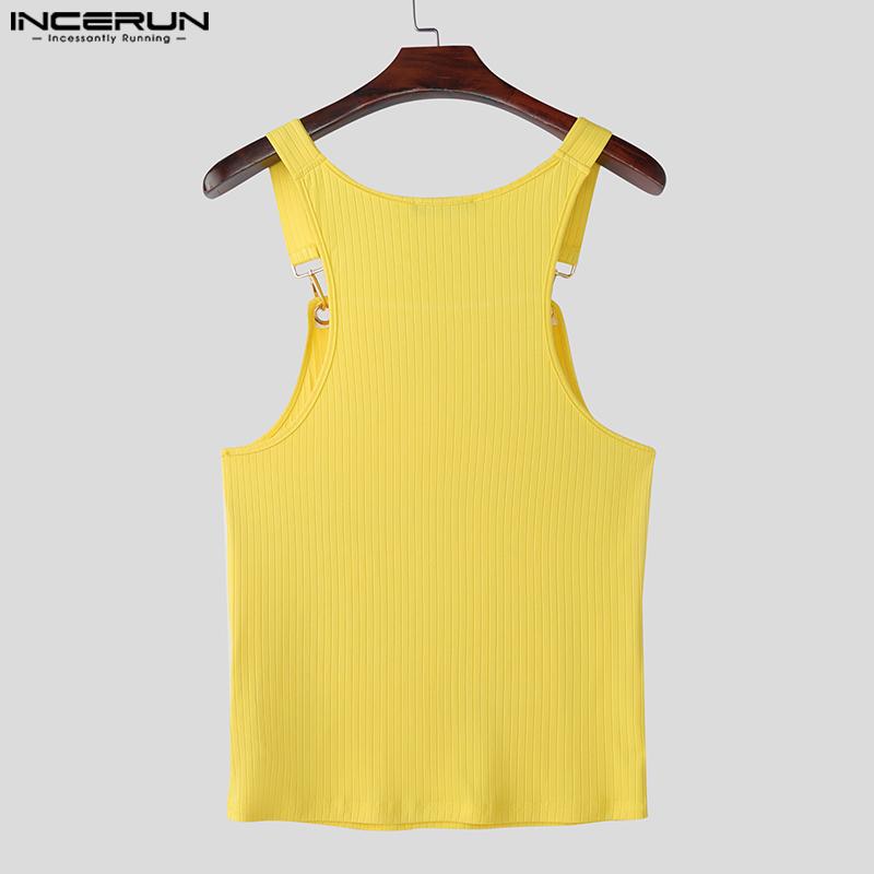 INCERUN Maiouri de vară cu bretele, fără mâneci, cu coaste, casual, mulate