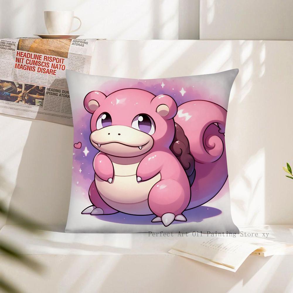 MINISO Pokemon Slowpoke Cute Pillow Case Fashion Square Pillowcase Bedroom Sofa Room Ins Decoration Leisure Cushion Cover