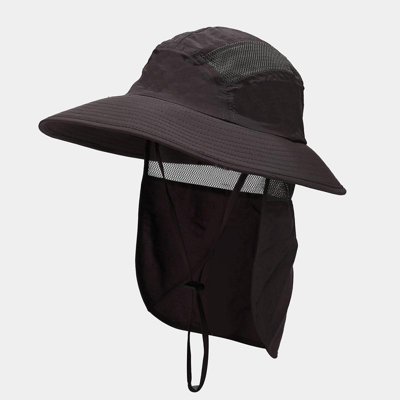 Cappello da Pesca con Ampio Bordo Regolabile Protezione UV, Cappellino Traspirante con Coulisse e Parasole Staccabile per Sport all'Aperto