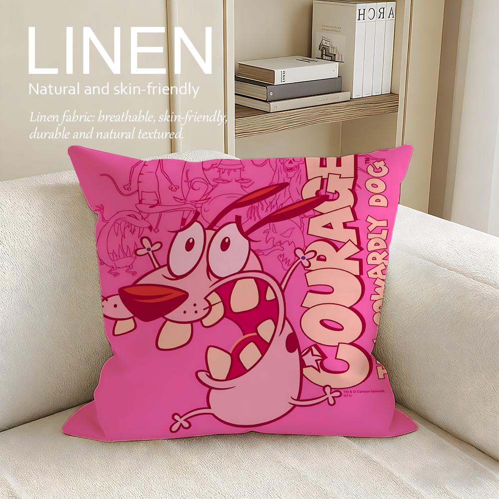 Animation Courage Dog Cushion Cover Pillowcase Set Pcs X X Breathable Washable Sofa Cushion Cover