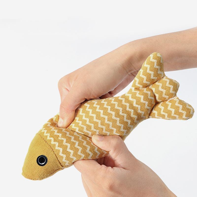 Simulated Mint Fish Cat Toy for Relieving Boredom, Durable Scratching and Biting, Hemp Cloth Fish Cat Toy, Pet Supplies