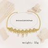 Bridal Hair Accessory With Gold Alloy Simulation Crystal Dangle Head Chain For Wedding And Formal Events