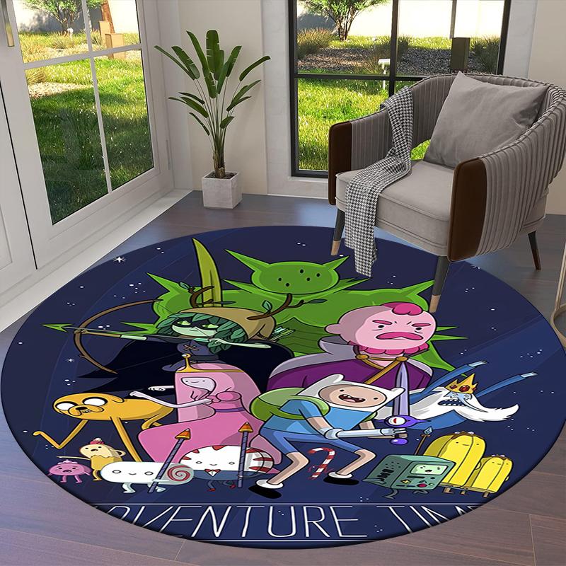 Adventure Time Round Area Rug,Carpet Rug for Living Room Bedroom Sofa Playroom Decor,Non-slip Floor Mat