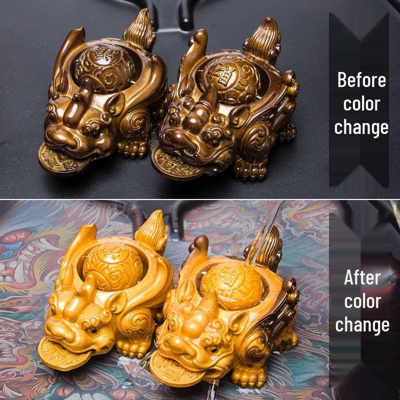 Adornos de resina para mascotas con forma de té que cambian de color