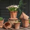 Breathable Red Clay Ceramic Pot with Tray for Outdoor and Indoor Succulents