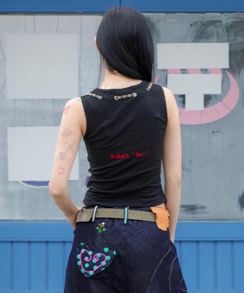 RuNaKi'Hu' Wxt083 Musubi Check Color Block Sleeveless (Black)