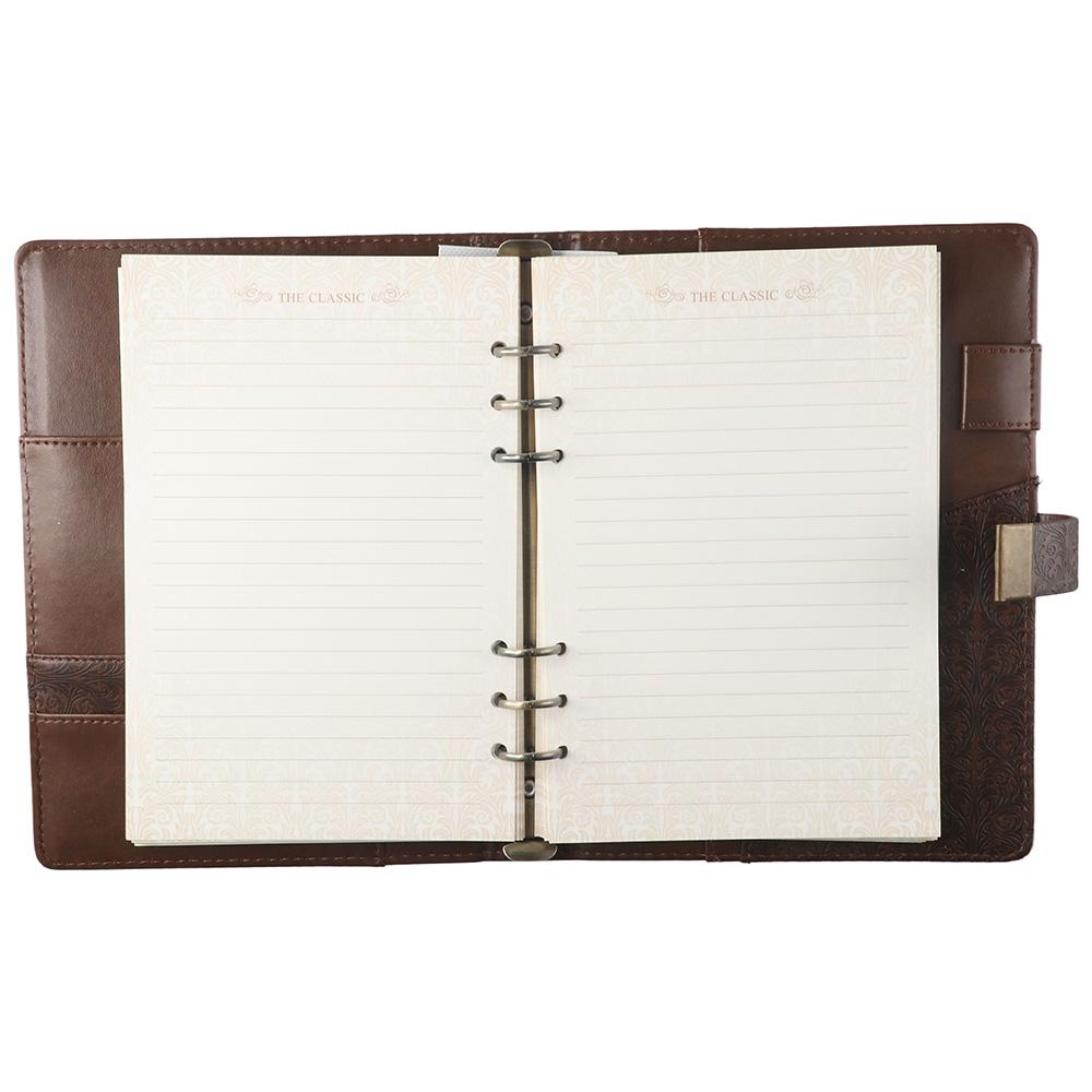 Brown Lock Diary 6 Ring Binder Notebook Ruled Journal with Lock  Women