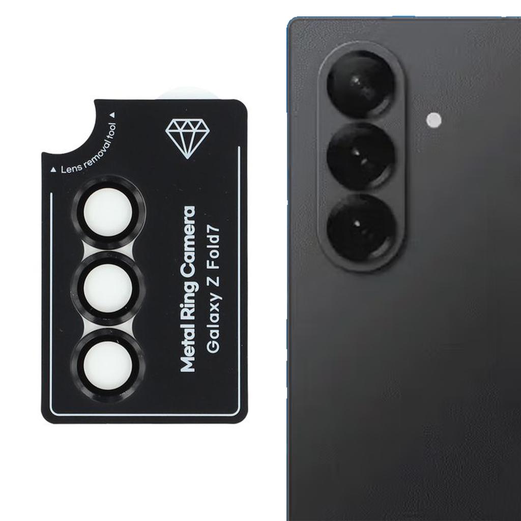 For Samsung Galaxy Z Fold7 5G Camera Lens Protector Set Electroplating Metal+Tempered Glass Individual Lens Film
