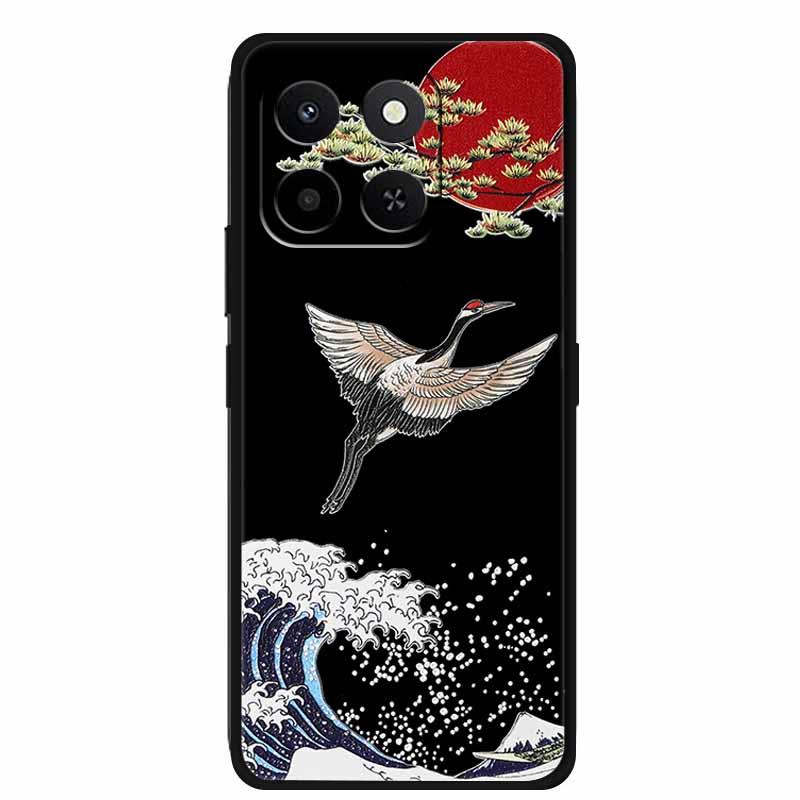 3D Case For Honor X7d 5G Case X 7 d Coque 6.77" Emboss Flowers Black Silicone Soft Back Cover For Honor X7d 4G Cases Shell Funda