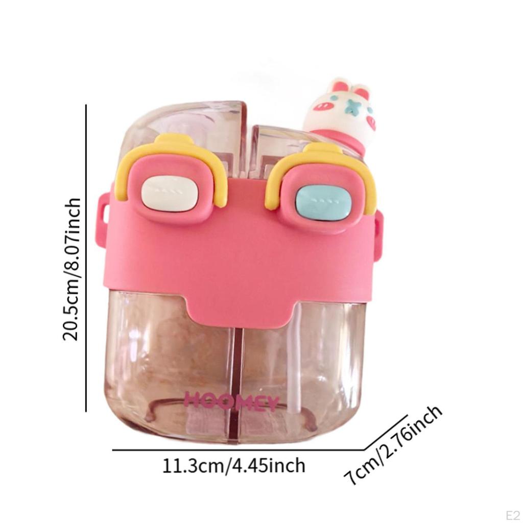 Cute Water Bottle Double Drinking Compartments 780ml Funny Cup with and Strap