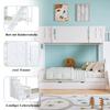 Bunk Bed, Children's Bed With Window, With Kids' Slide, Drawers with Wheels, Stairs with Handrail, With 4 Lockers In Stairs, Pine+MDF, White, 90x200