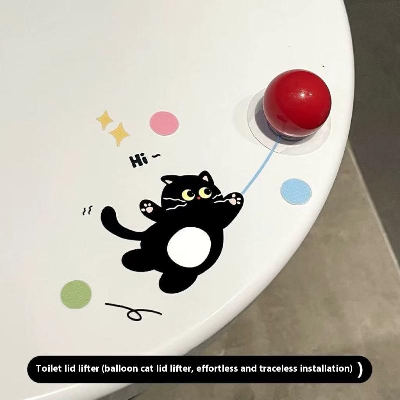 Cat Shaped Toilet Seat Cover Opener Handheld Ball Design Lid Lifter Bathroom Hygienic Tool