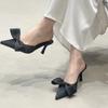 Fashion Summer Women's Slippers Pointed Toe Bow Tie Dress Sandals 2025 New Fashion Closed Toe Thin Heel Elegant Modern Slippers Zapatos