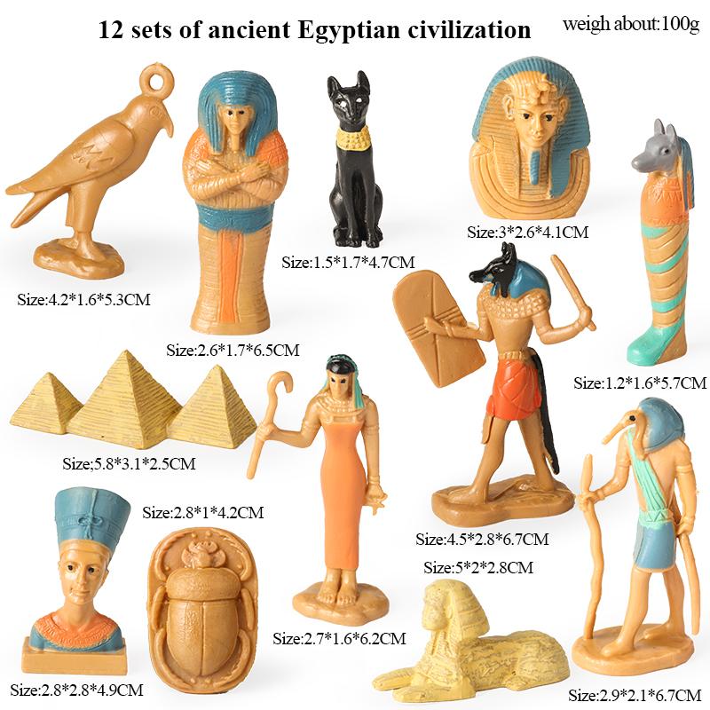 Oenux Ancient Egyptian Mummy Box Sphinx Pyramid Bastet Taj Mahal Landmark Great Wall Colosseum Model Set Action Figure Toy Gift
