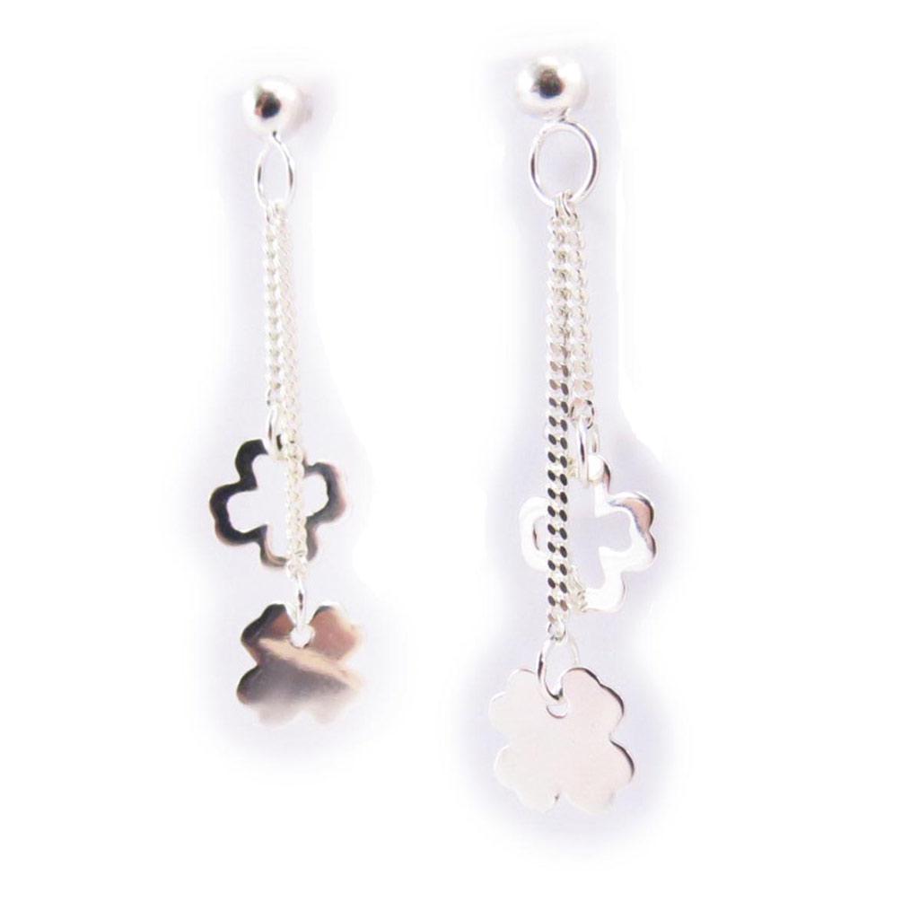 Les Trésors De Lily [F0330] - Silver 'Lucky Charm' Silver Earrings - 33x8 Mm