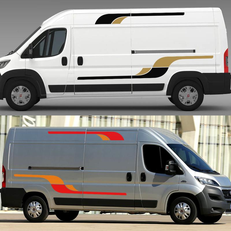 4PCS Car Long Side Stickers Graphics Camper Van Auto Racing Decals For Fiat Ducato Vinyl Film Accessories DIY Decoration
