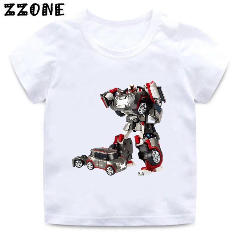 Tobot Evolution Transformer Robot Car Print Kids T-Shirts Girls Clothes Cartoon Baby Boys T Shirt Summer Children Tops