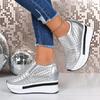 Modische Atmungsaktive Ausgeschnittene Dicke Sohle Sneaker Damen 2025 Herbst Klobige Plateau Hoher Absatz Freizeitschuhe Slipper Rutschfeste Schuhe