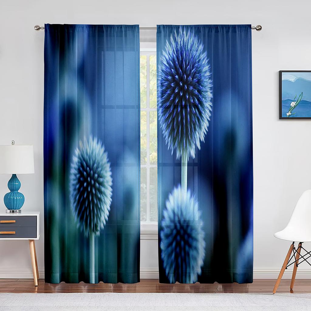 Blommande Träd Körsbärsblom Lila Gul Vita Blommor Skir Voilegardin för Vardagsrum Sovrum Inredning Tyllgardiner Draperier