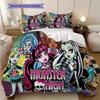 Monster High Fashion Fantasy Bedding (1 * duvet cover + 2 * pillowcase, without core) 2D Flat Soft and comfortable Christmas birthday gift