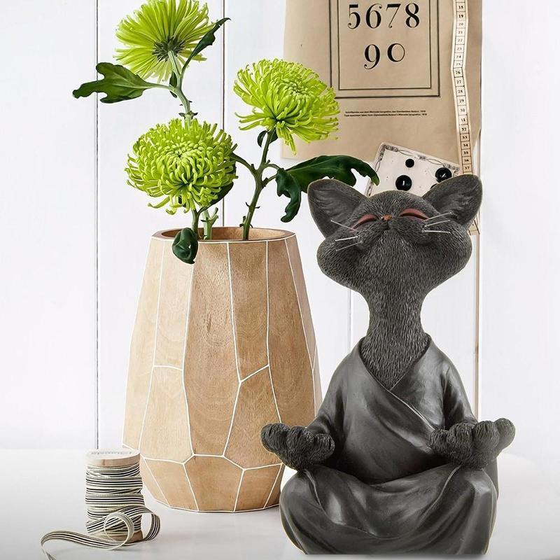 Kat Meditation Dyremeditation Kat Harpiks Ornamenter Siddende Zen Buddha Have Dekoration Ornamenter