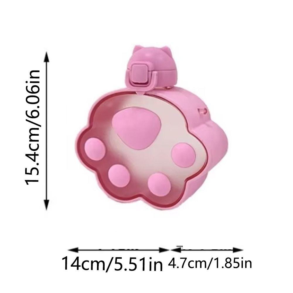 Adjustable Strap Cat Paw Water Bottle Cartoon Portable Kettle Convenient Plastic Straw Cup Cycling