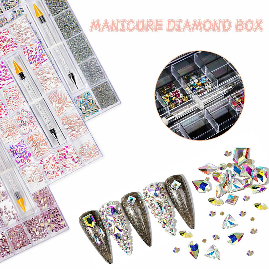 Buy Boxed Nail Art Diamond Flat Glass Shaped Diamond DIY Nail Art